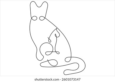 Cat single line and out line vector icon

