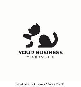 Cat Single Negative Space Petshop Logo 