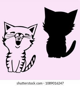 cat sings silhouette vector
