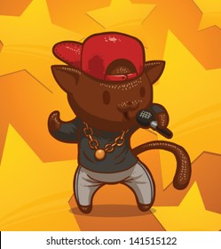 Cat sings song 03, vector