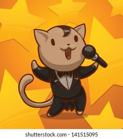 Cat sings song 04, vector
