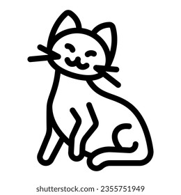 Cat sit with front paw raised line icon, funny animals concept, kitty lift one paw vector sign on white background, outline style icon for mobile concept and web design. Vector graphics