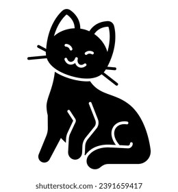 Cat sit with front paw raised solid icon, funny animals concept, kitty lift one paw vector sign on white background, glyph style icon for mobile concept and web design. Vector graphics