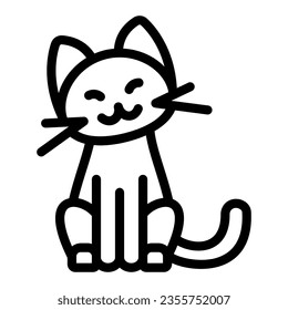 Cat sit head slightly tilted line icon, funny animals concept, kitty bend head vector sign on white background, outline style icon for mobile concept and web design. Vector graphics