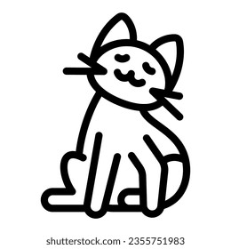 Cat sit and look up line icon, funny animals concept, kitty sit looking up vector sign on white background, outline style icon for mobile concept and web design. Vector graphics