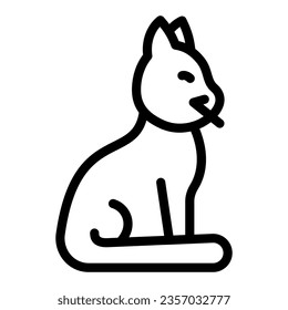 Cat sit and look sideways line icon, funny animals concept, kitty from the side vector sign on white background, outline style icon for mobile concept and web design. Vector graphics