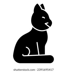 Cat sit and look sideways solid icon, funny animals concept, kitty from the side vector sign on white background, glyph style icon for mobile concept and web design. Vector graphics