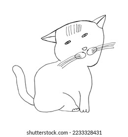 Cat is siting long mustache drooping ear cartoon