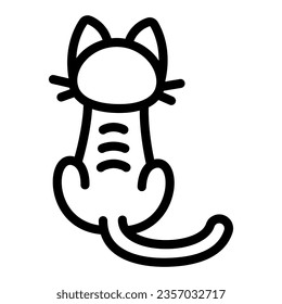 Cat sits facing away line icon, funny animals concept, kitty from the back vector sign on white background, outline style icon for mobile concept and web design. Vector graphics