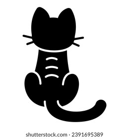 Cat sits facing away solid icon, funny animals concept, kitty from the back vector sign on white background, glyph style icon for mobile concept and web design. Vector graphics