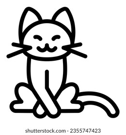 Cat sits front legs crossed line icon, funny animals concept, kitty cross front paws vector sign on white background, outline style icon for mobile concept and web design. Vector graphics