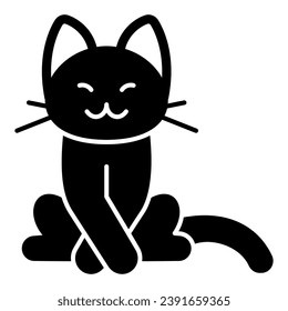 Cat sits front legs crossed solid icon, funny animals concept, kitty cross front paws vector sign on white background, glyph style icon for mobile concept and web design. Vector graphics