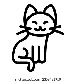 Cat sits line icon, funny animals concept, kitty is sitting vector sign on white background, outline style icon for mobile concept and web design. Vector graphics