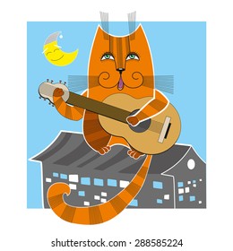 Cat sits on the roof and the moon sings songs