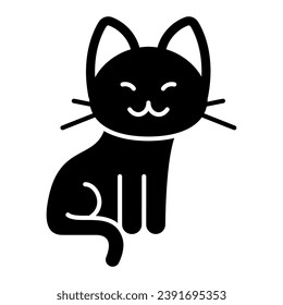 Cat sits solid icon, funny animals concept, kitty is sitting vector sign on white background, glyph style icon for mobile concept and web design. Vector graphics