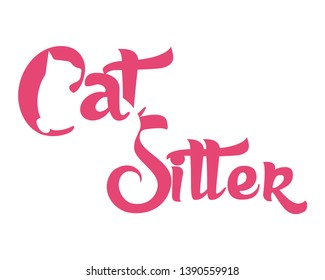 Cat Sitter Vector Logo Silhouette