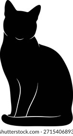Ilustración vectorial de silueta de vista posterior del gato para marcas de cuidado de mascotas y temas de misterio animal.