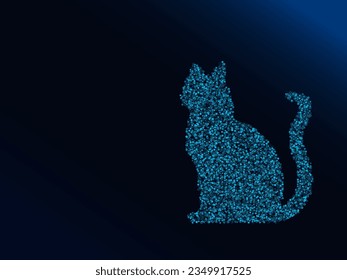 cat sitting blue vector design in futuristic style