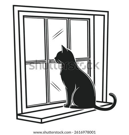 Cat Sitting by Window Enjoying Nature