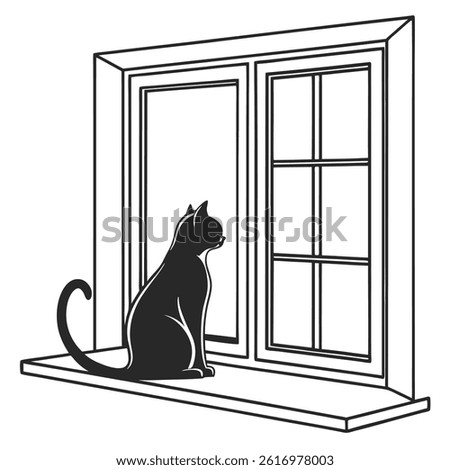 Cat Sitting by Window Enjoying Nature