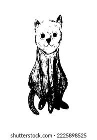 Cat sitting clipart sketch. Vector illustration