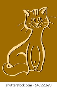 cat sitting contour