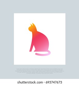 Cat. Sitting Down Pet, Vector Favicon Glyph Clip-art. Compatible With PNG, JPG, AI, CDR, SVG, EPS, PDF, ICO.