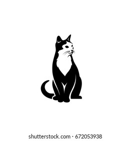 Cat sitting down - vector illustration