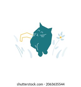 cat sitting, flat isolation  vector illustration 