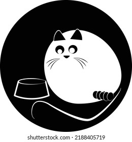Cat sitting in front of food bowl
