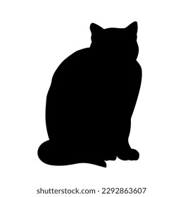 cat sitting front view  silhouette, vector, cat breeds, pet, animals cat.