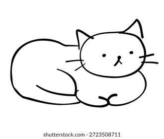 Katze sitzt in Laib Position Linie Kunstgrafik