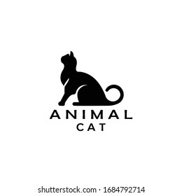 cat sitting logo design vector
