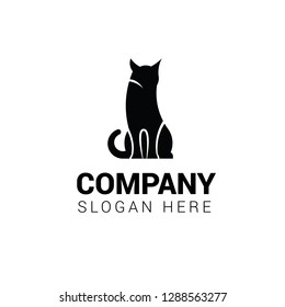 Cat sitting logo template isolated on white background
