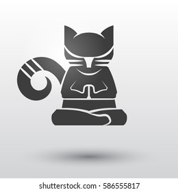 Cat sitting In a Lotus pose. Vector illustration. Yoga cat, symbol or illustration for yoga studio or for meditation projects.