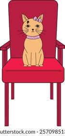 cat sitting on the chair flat vector illustrator