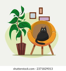 Cat sitting on the couch in the room