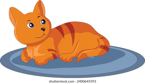Cat sitting on a rug vector illustration