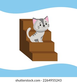 Cat sitting on stairs vector