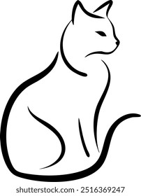 Un gato está sentado sobre un fondo blanco. El gato está mirando a la cámara