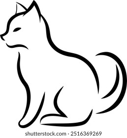 A cat is sitting on a white background. The cat is looking at the camera