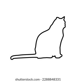 a cat sitting outline drawing, silhouette. Sign Symbol vector illustration template in trendy flat style. Editable graphic resources for many purposes.