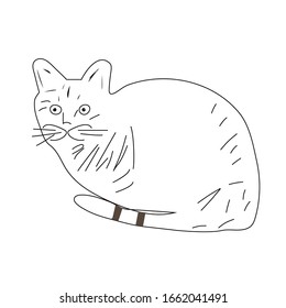A cat in a sitting position made by a black stroke