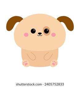 Cat sitting. Puppy face head silhouette icon. Funny kawaii doodle animal. Cute cartoon funny baby pet character. Ear, eye, tail, cheeks, paw print. Sticker. Flat design. White background. Vector