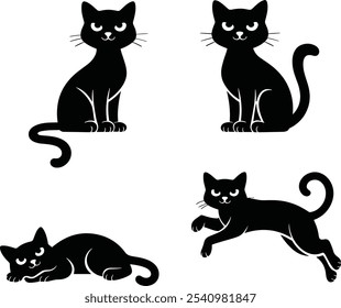 Cat Sitting Silhouette Illustration with a white background