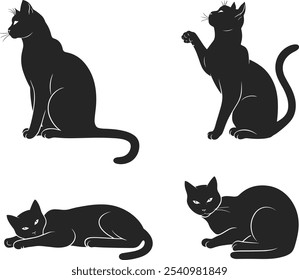 Cat Sitting Silhouette Illustration with a white background