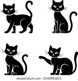 Cat Sitting Silhouette Illustration with a white background