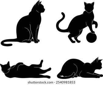 Cat Sitting Silhouette Illustration with a white background