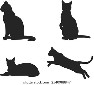 Cat Sitting Silhouette Illustration with a white background