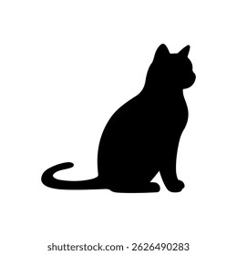 Cat sitting silhouette vector flat illustration design.